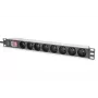 DIGITUS 1U Aluminiowy PDU, montowany w racku, 8x CEE 7/5 moc znamionowa: 16A, 4000W, 250VAC 50/60Hz,