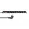 DIGITUS 1U Aluminiowy PDU, montowany w racku, 8x CEE 7/5 moc znamionowa: 16A, 4000W, 250VAC 50/60Hz,