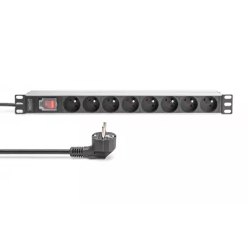 DIGITUS 1U Aluminiowy PDU, montowany w racku, 8x CEE 7/5 moc znamionowa: 16A, 4000W, 250VAC 50/60Hz,