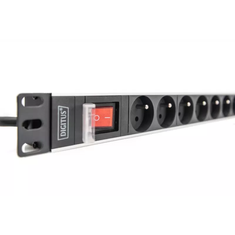 DIGITUS 1U Aluminiowy PDU, montowany w racku, 8x CEE 7/5 moc znamionowa: 16A, 4000W, 250VAC 50/60Hz,