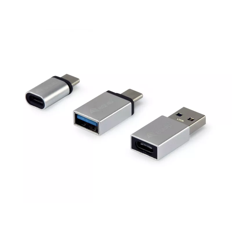 Equip adapter USB-C OTG, 3 szt., USB C, USB C, USB A, USB A, Micro-USB, USB C, srebrny