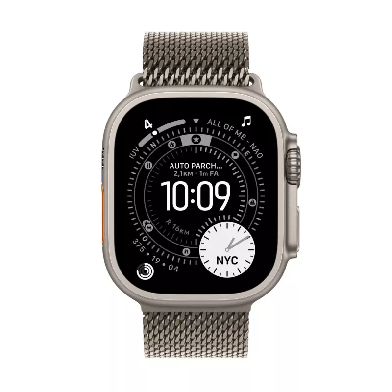 APPLE Watch Ultra 3 (2025) 5G 49mm Koperta z naturalnego tytanu z pętlą Milanese z naturalnego tytanu M