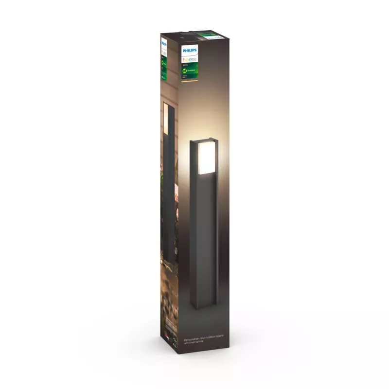 Philips Hue biały Turaco Outdoor post 1647493P0, Inteligentne oświetlenie słupka/postumentu, Bluetooth/Zigbee, Antracyt, LED, Aluminium, E27