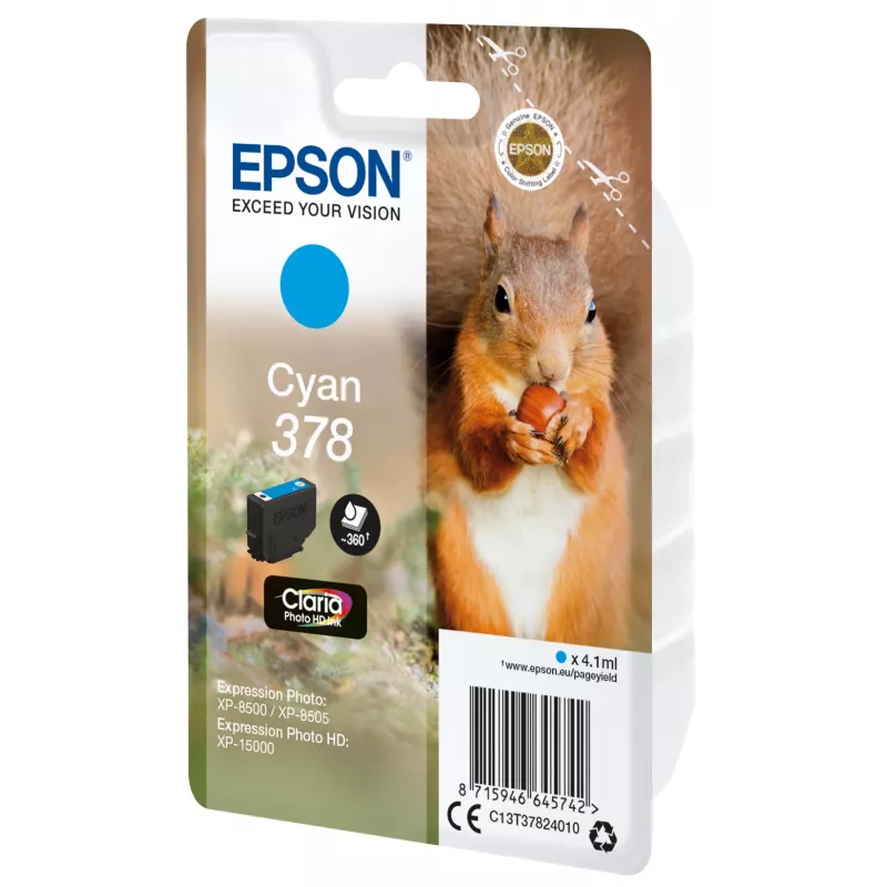 Epson Squirrel Singlepack cyjan 378 Claria Photo HD Atrament