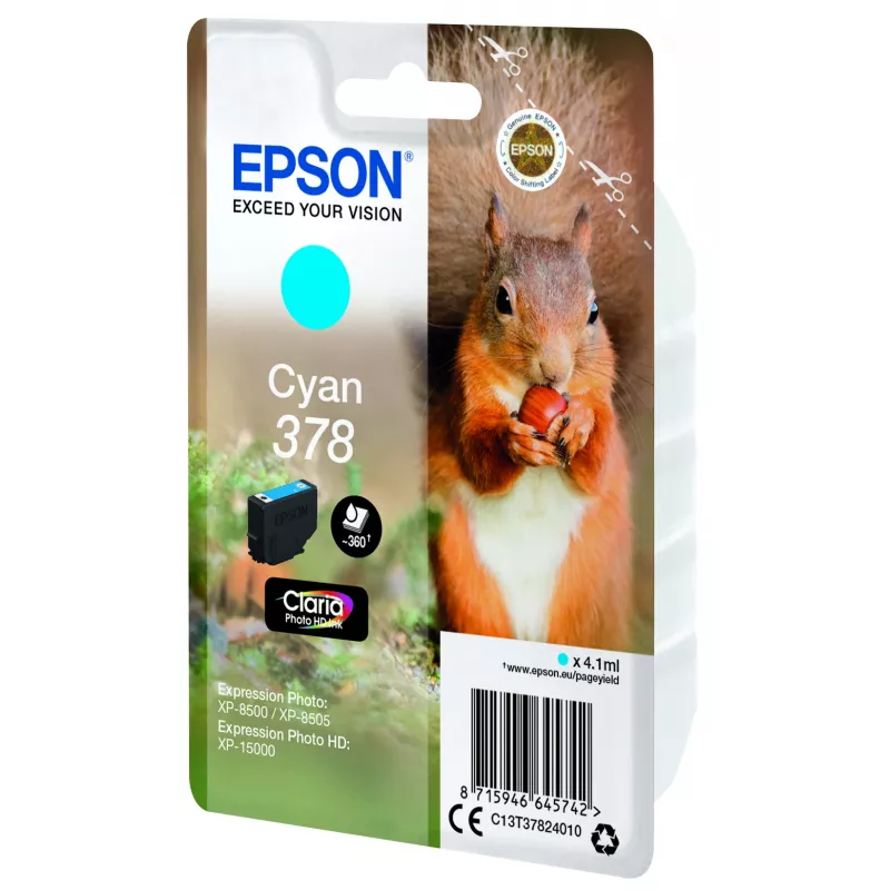 Epson Squirrel Singlepack cyjan 378 Claria Photo HD Atrament
