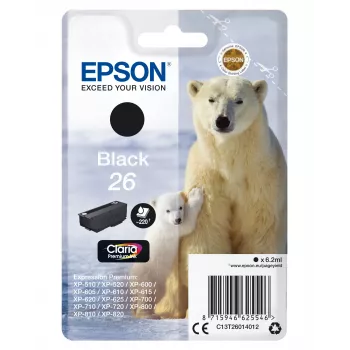 Epson Polar Bear Singlepack Czarny 26 Claria Premium Ink, Standard Yield, Czarny, Tusz pigmentowy, 6,2 ml, 1 szt., 220 stron