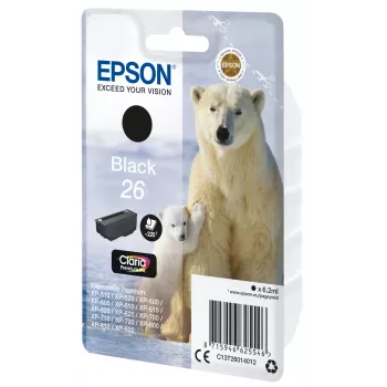 Epson Polar Bear Singlepack Czarny 26 Claria Premium Ink, Standard Yield, Czarny, Tusz pigmentowy, 6,2 ml, 1 szt., 220 stron