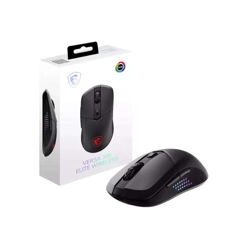 Mysz gamingowa MSI VERSA 300 ELITE WIRELESS, praworęczna, RF Wireless + Bluetooth + USB Type-C, optyczna, 26000 DPI