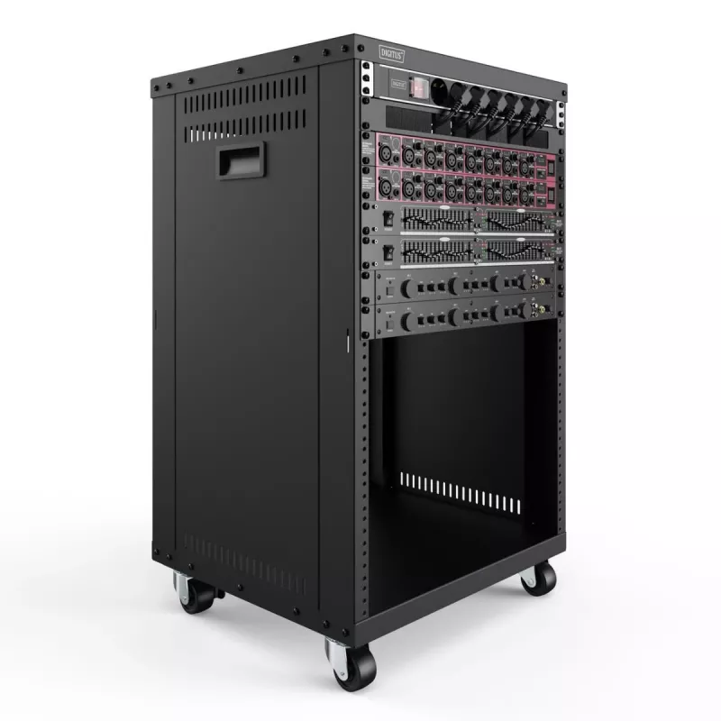 DIGITUS 16U szafa AVS 780x507x460 mm otwory montażowe gwintowane kółka czarna