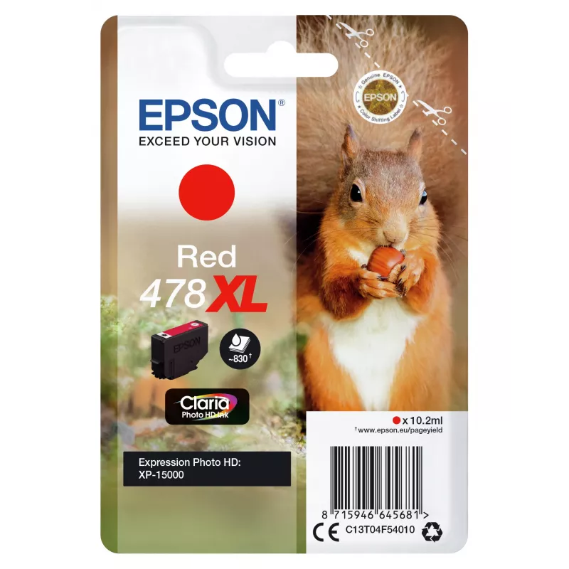 Epson Squirrel Singlepack czerwony 478XL Claria Photo HD Ink