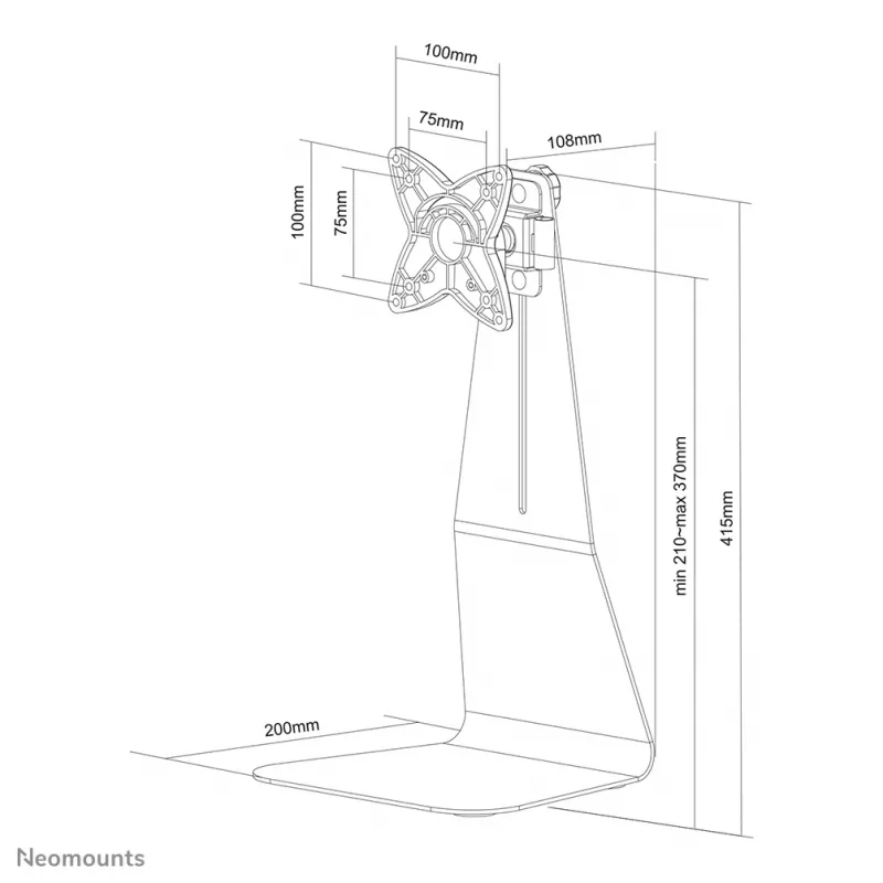 Neomounts FPMA-D850BLACK Uchwyt do monitora 10-27 cali, wolnostojący, 10 kg, 25,4 cm (10 cali), 68,6 cm (27 cali), 100 x 100 mm, czarny