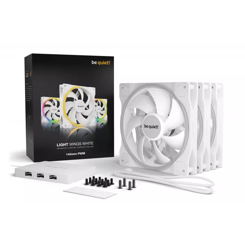 be quiet! Light Wings White | 140mm PWM Triple Pack Wentylator do obudowy komputera 14 cm 3 szt.