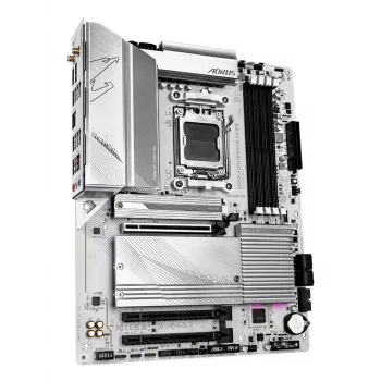 Płyta główna GIGABYTE B650 AORUS ELITE AX ICE - obsługuje procesory AMD Ryzen 9000, 12+2+2 faz cyfrowego VRM, do 8000MHz DDR5 (OC), 1xPCIe 5.0 + 2xPCIe 4.0 M.2, Wi-Fi 6E, 2.5GbE LAN, USB 3.2 Gen 2x2