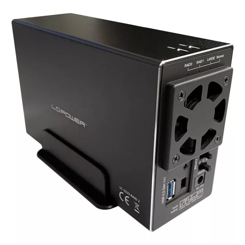 LC-POWER Lc-35u3-rid-2, zewnętrzna obudowa na 2 dyski twarde 3.5 cala z funkcją RAID, aluminium, czarna