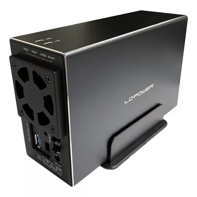 LC-POWER Lc-35u3-rid-2, zewnętrzna obudowa na 2 dyski twarde 3.5 cala z funkcją RAID, aluminium, czarna
