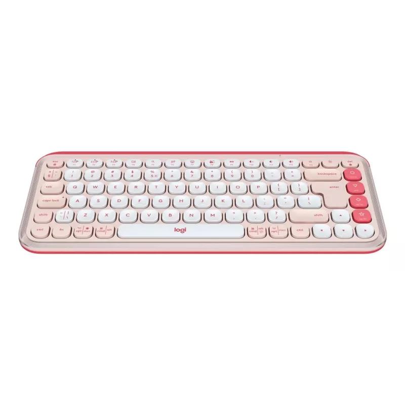LOGITECH Klawiatura bezprzewodowa - Pop Icon Keys - Różowo-biała Qwerty Uk