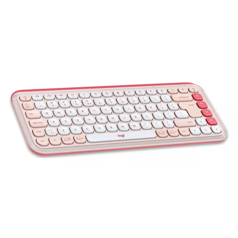 LOGITECH Klawiatura bezprzewodowa - Pop Icon Keys - Różowo-biała Qwerty Uk