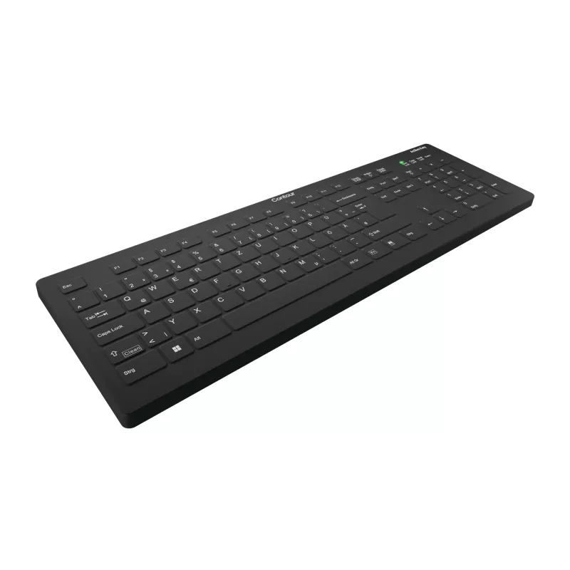 Klawiatura medyczna Contour Design Active Key Contour QuickClean z wymienną nakładką, pełnowymiarowa, bezprzewodowa, czarna, DE C8112