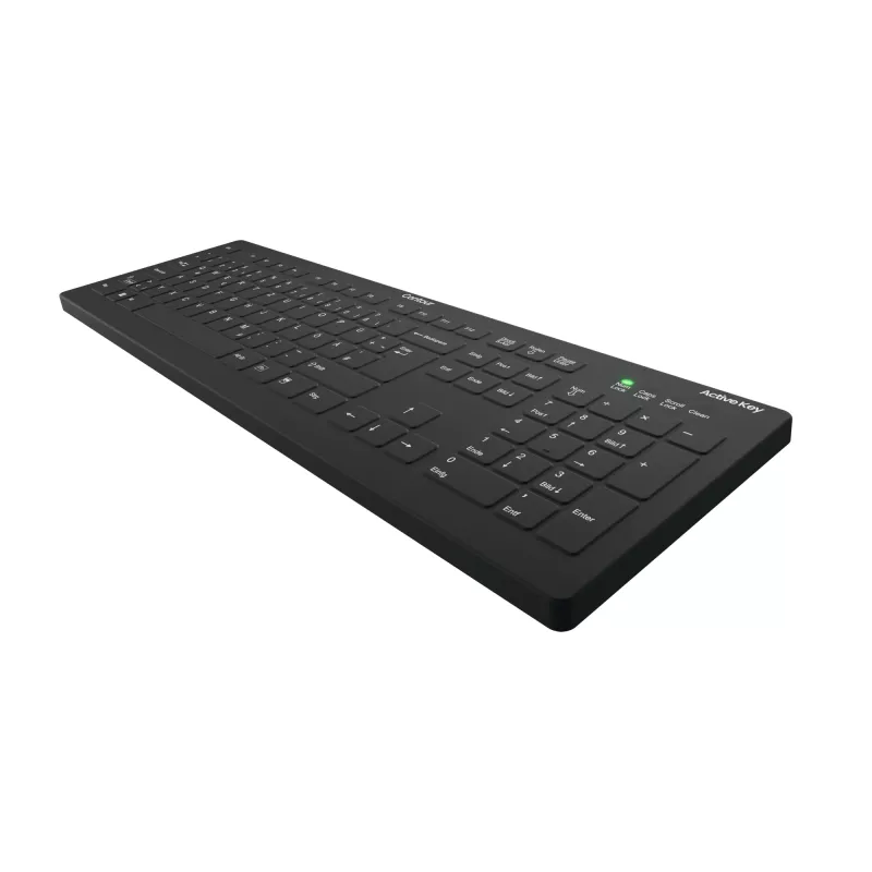 Klawiatura medyczna Contour Design Active Key Contour QuickClean z wymienną nakładką, pełnowymiarowa, bezprzewodowa, czarna, DE C8112