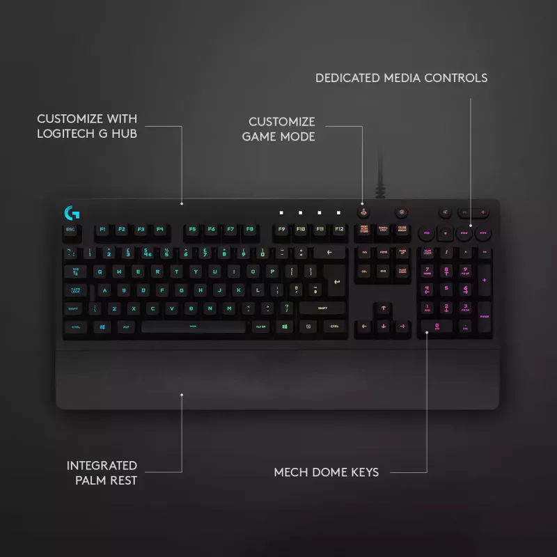 Klawiatura gamingowa Logitech G G213 Prodigy Full-size RGB LED przewodowa