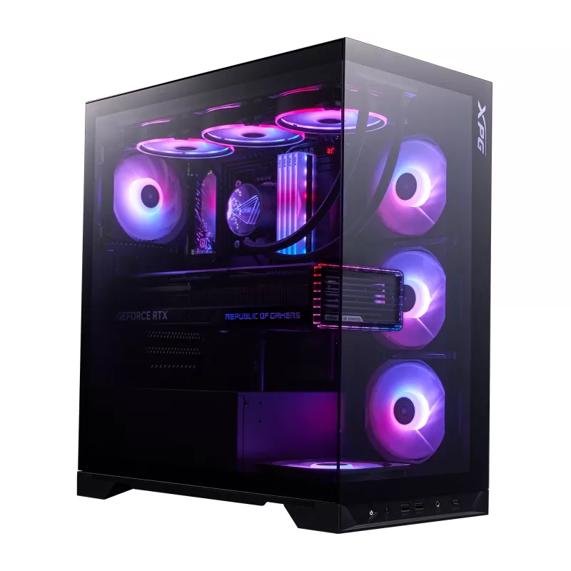 XPG INVADER X BTF MID-TOWER-CASE Black, Midi Tower, PC, Czarny, ATX, micro ATX, Mini-ATX, SPCC, Szkło hartowane, 17.5 cm