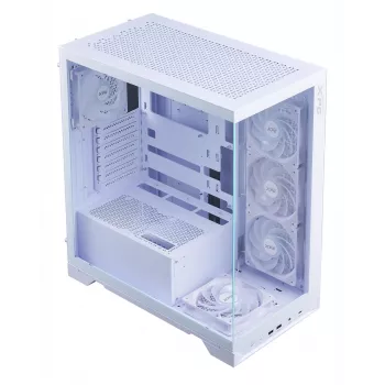 XPG Invader X BTF obudowa komputerowa Midi Tower, ATX/Micro-ATX/Mini-ITX, przezroczysty panel boczny, 5 wentylatorów ARGB 120 mm, USB-C, bez zasilacza, biała