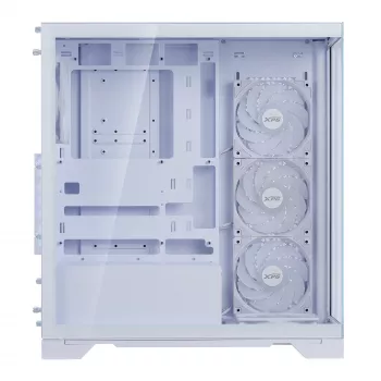 XPG Invader X BTF obudowa komputerowa Midi Tower, ATX/Micro-ATX/Mini-ITX, przezroczysty panel boczny, 5 wentylatorów ARGB 120 mm, USB-C, bez zasilacza, biała