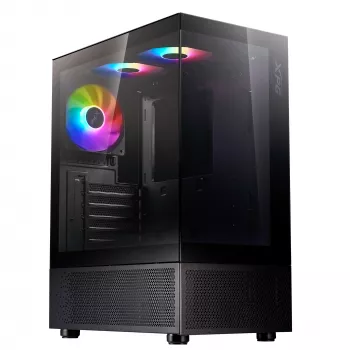 XPG Invader X Mini obudowa komputerowa Midi Tower, ATX/Micro-ATX/Mini-ITX, szkło hartowane, 5 wentylatorów ARGB 120 mm, USB-C, bez zasilacza, czarna