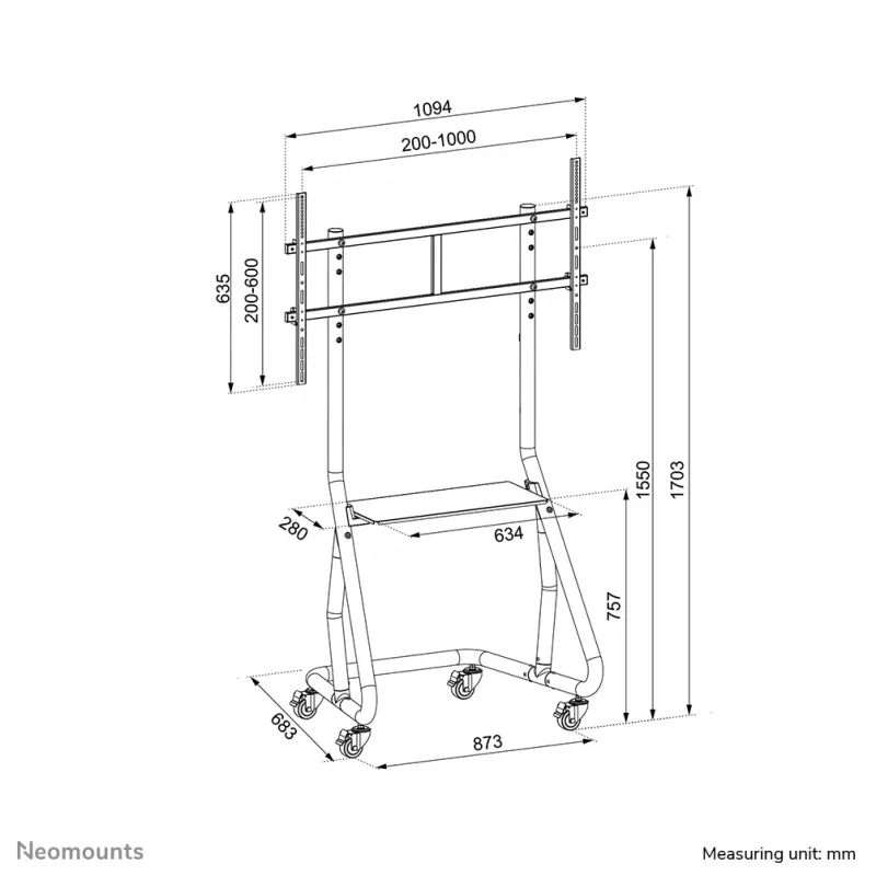 Neomounts NS-M3800Czarny wózek pod TV 60-100 cali