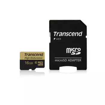 Flash Memory Transcend 16GB MicroSDHC Class 10 z adapterem