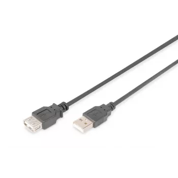 Kabel przedłużający DIGITUS ASSMANN USB 2.0, typ A M/F, 5 m, zgodny z USB 2.0, czarny