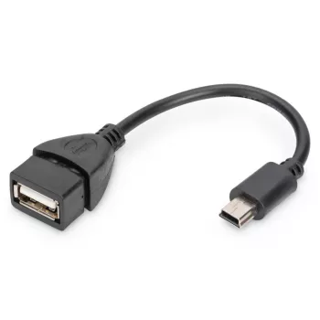adapter kablowya DIGITUS USB 2.0, OTG, typ mini B - A M/F, 20 cm, USB 2.0, czarny
