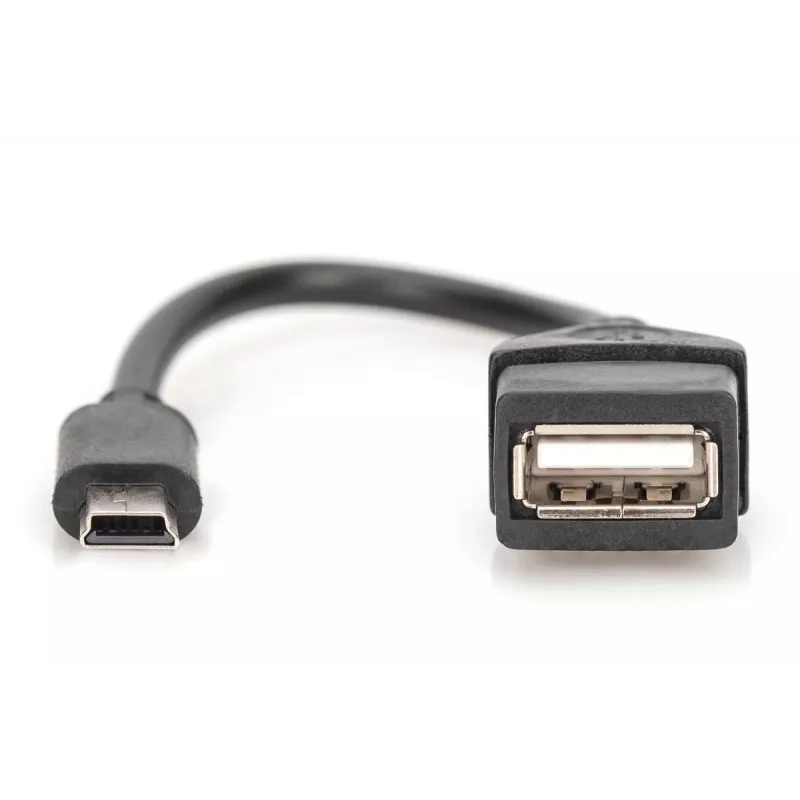 adapter kablowya DIGITUS USB 2.0, OTG, typ mini B - A M/F, 20 cm, USB 2.0, czarny