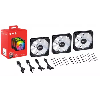 XPG VENTO 120 ARGB PWM (opakowanie 3 szt.) Czarny, Wentylator, 12 cm, 300 RPM, 1650 RPM, Czarny