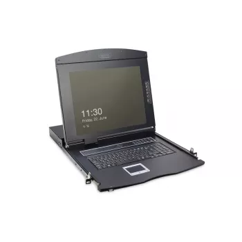 Modułowa konsola TFT DIGITUS 43,2 cm (17 cali) z 8-portowym przełącznikiem KVM RAL 9005 czarna - Klawiatura QWERTY US