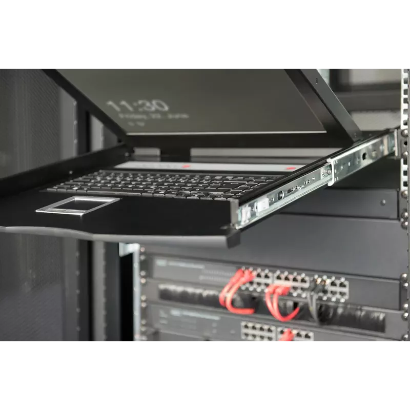Modułowa konsola TFT DIGITUS 43,2 cm (17 cali) z 8-portowym przełącznikiem KVM RAL 9005 czarna - Klawiatura QWERTY US
