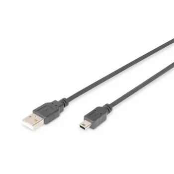 Kabel połączeniowy DIGITUS USB 2.0, wtyk A - mini B (5-pin) M/M, 3 m, zgodny z USB 2.0, czarny
