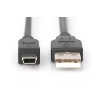 Kabel połączeniowy DIGITUS USB 2.0, wtyk A - mini B (5-pin) M/M, 3 m, zgodny z USB 2.0, czarny