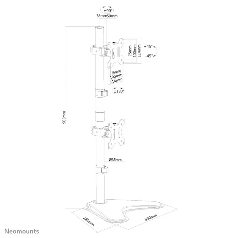 Neomounts FPMA-D550DDVBLACK Uchwyt do monitora 10-32 cala - montaż pionowy