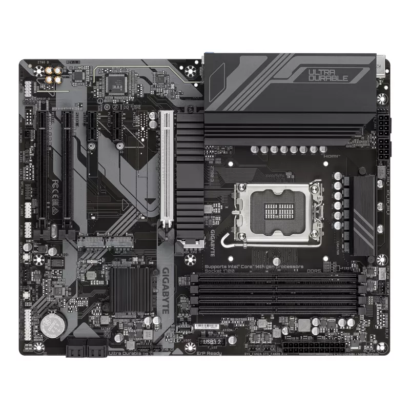 Płyta główna GIGABYTE Z790 D - obsługuje procesory Intel Core 14. generacji, 12+1+1 faz cyfrowego VRM, do 7600 MHz DDR5 (OC), 3x PCIe 4.0 M.2, 2,5 GbE LAN, USB 3.2 Gen 2