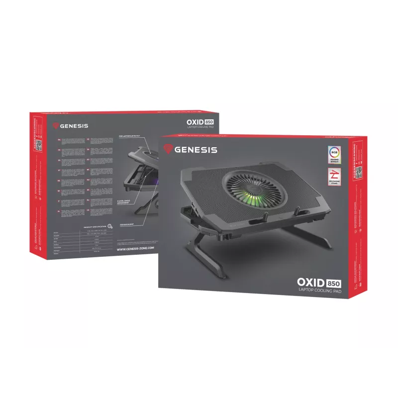 Podkładka chłodząca GENESIS Oxid 850 do laptopa 43,9 cm (17,3 cala) 2500 RPM Czarna