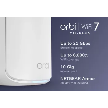 NETGEAR Orbi 870 Tri-band (2.4 GHz / 5 GHz / 6 GHz) Wi-Fi 7 (802.11be) Biały 4 Wewnętrzna
