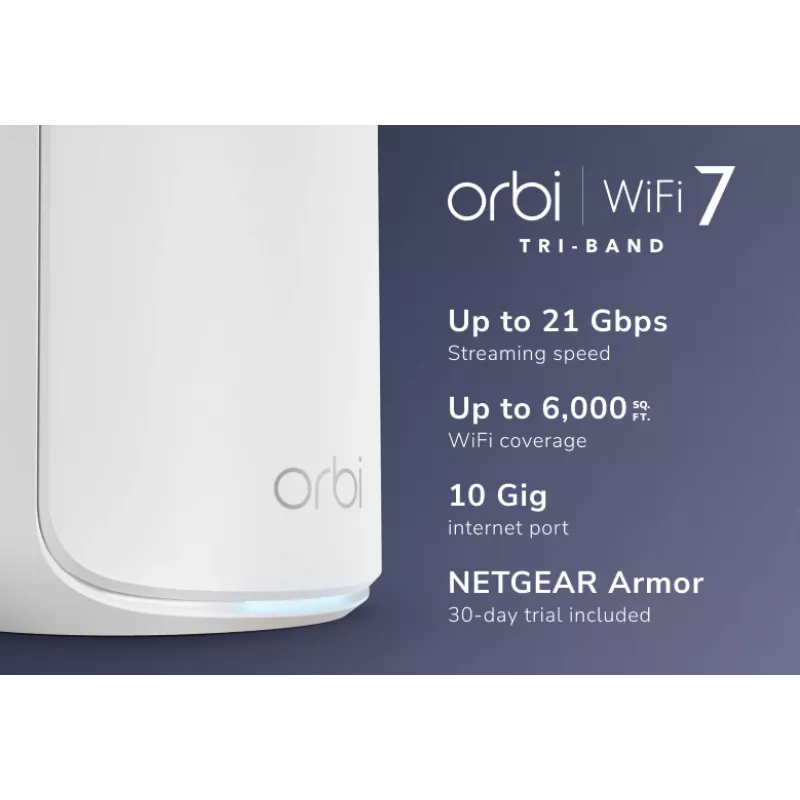 NETGEAR Orbi 870 Tri-band (2.4 GHz / 5 GHz / 6 GHz) Wi-Fi 7 (802.11be) Biały 4 Wewnętrzna