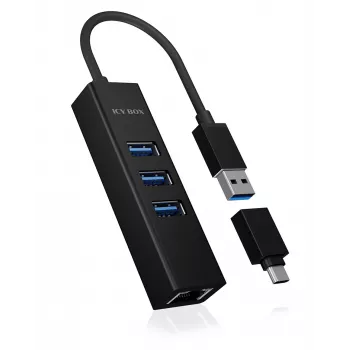 ICY BOX IB-HUB1419-LAN USB 3.2 Gen 1 (3.1 Gen 1) Type-A Czarny