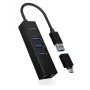 ICY BOX IB-HUB1419-LAN USB 3.2 Gen 1 (3.1 Gen 1) Type-A Czarny