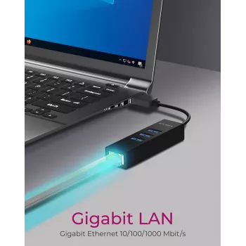 ICY BOX IB-HUB1419-LAN USB 3.2 Gen 1 (3.1 Gen 1) Type-A Czarny