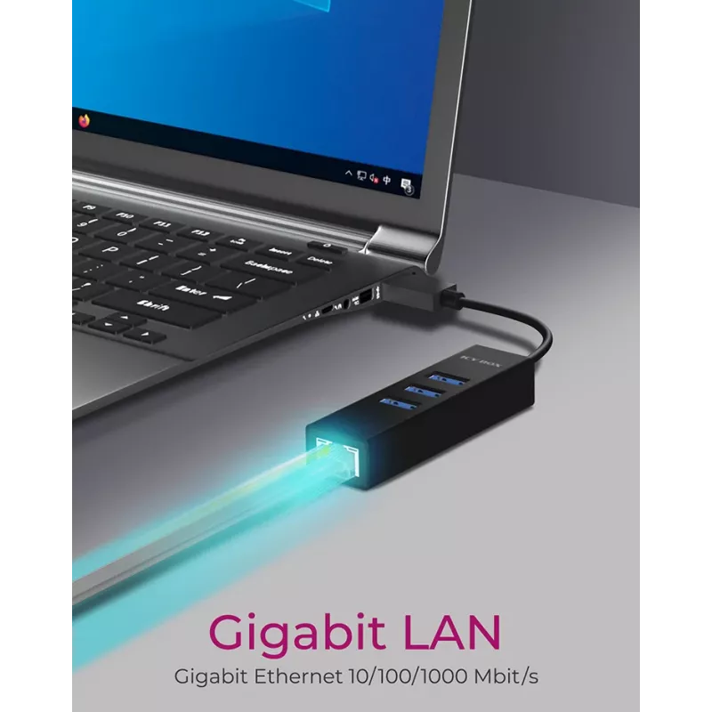 ICY BOX IB-HUB1419-LAN USB 3.2 Gen 1 (3.1 Gen 1) Type-A Czarny