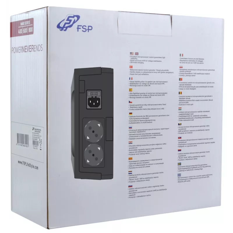 FSP Nano 800 zasilacz awaryjny (UPS) Standby (Offline) 0,8 kVA 480 W 2 gniazda AC