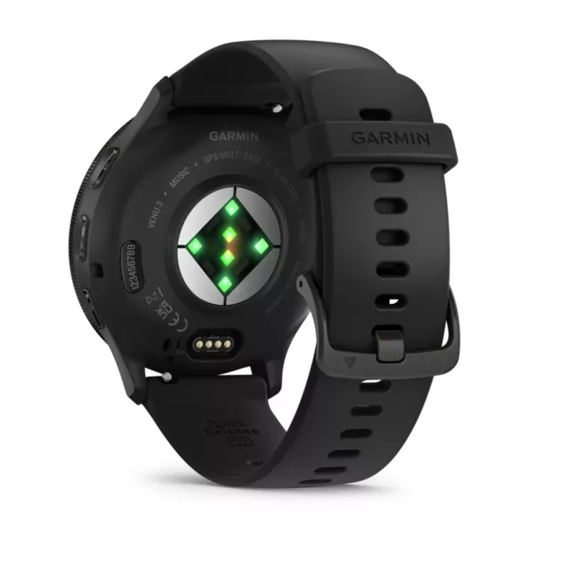 GARMIN INTERNATIONAL Venu 3 - Bez ze stali nierdzewnej w kolorze łupkowym z czarną kopertą i silikonowym paskiem - 45 mm