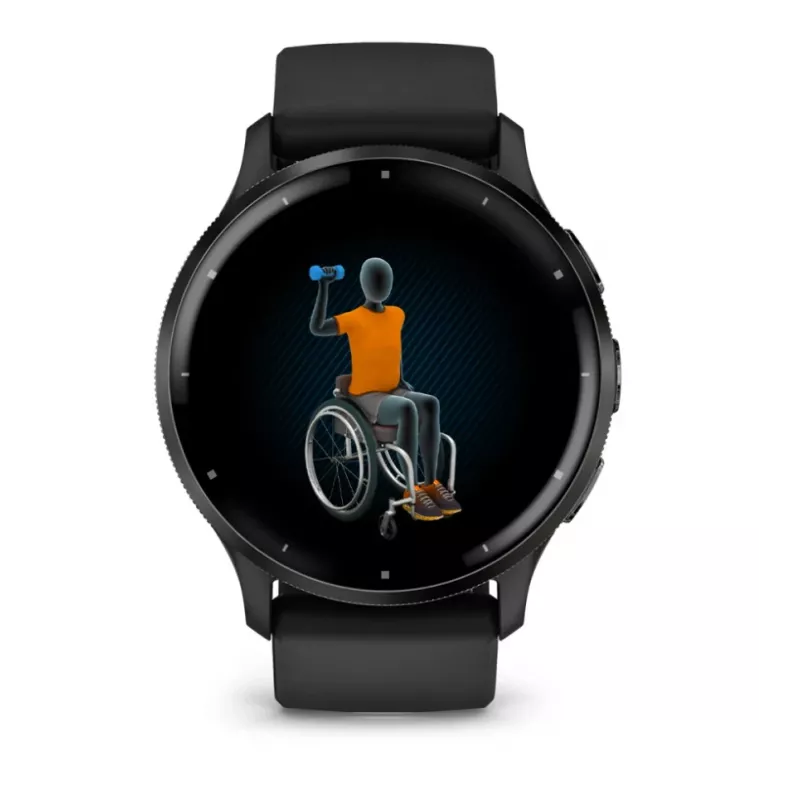 GARMIN INTERNATIONAL Venu 3 - Bez ze stali nierdzewnej w kolorze łupkowym z czarną kopertą i silikonowym paskiem - 45 mm